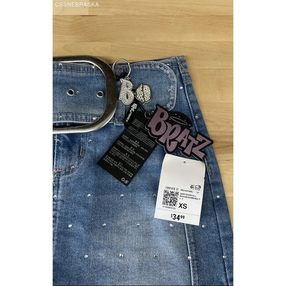 Forever 21 Bratz Denim‎ Mini Skirt with Belt - Size XS